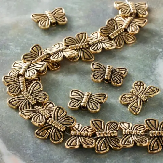 Antique Gold Metal Butterfly Beads, 15mm by Bead Landing&trade; {3}