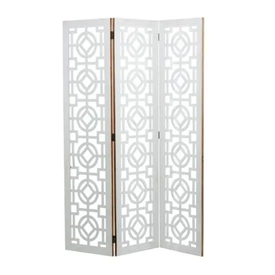 White Wood Farmhouse Room Divider Screen, 72" x 54" x 1" {7}