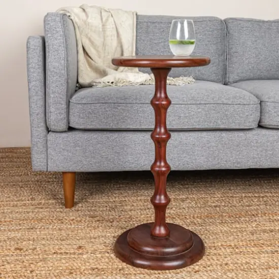 Hello Honey&reg; 25" Pedestal Cocktail Side Table Dark Chestnut {3}