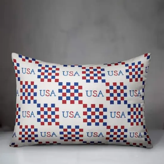 20" x 14" USA Check Pattern Indoor Outdoor Pillow {4}