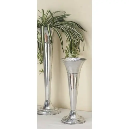 15" Silver Aluminum Traditional Vase {6}