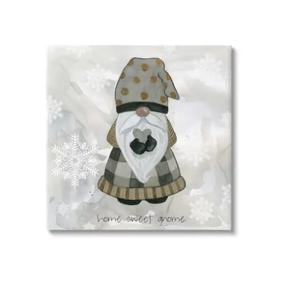 Stupell Industries Home Sweet Gnome Winter Snowflakes Canvas Wall Art {1}