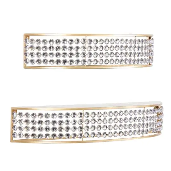 Set of 2 Gold Metal Contemporary Wall Shelves 28", 24" {3}