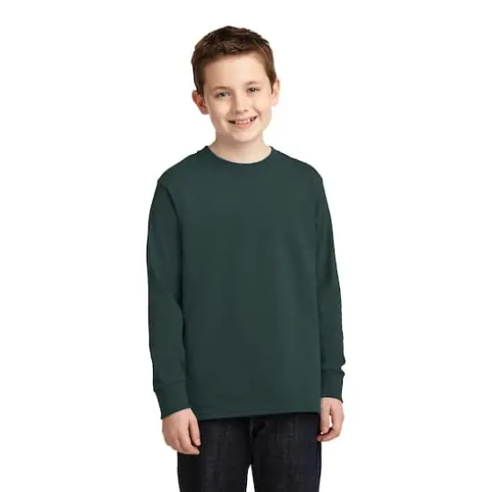 Port & Company&reg; Youth Long Sleeve Core Cotton T-Shirt Assorted {3}