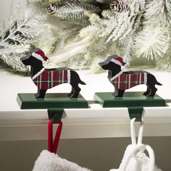 Glitzhome&reg; 6" Dachshund Stocking Holder Set {3}