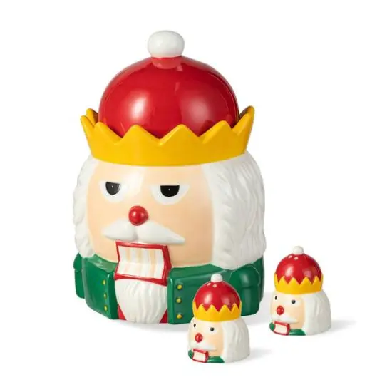 Glitzhome&reg; Dolomite Christmas Nutcracker Cookie Jar Set {7}