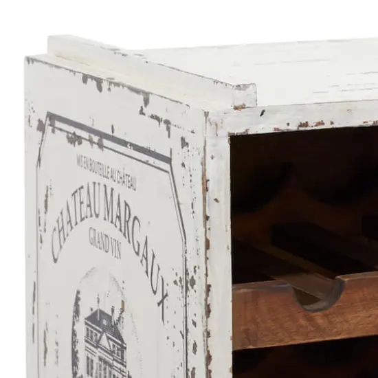 16" White Wood Farmhouse Wine Rack {5}