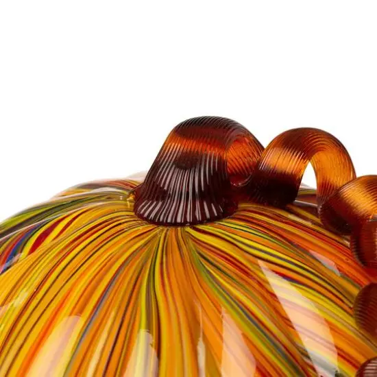 Glitzhome&reg; Multi Striped Glass Short Pumpkin Set {7}