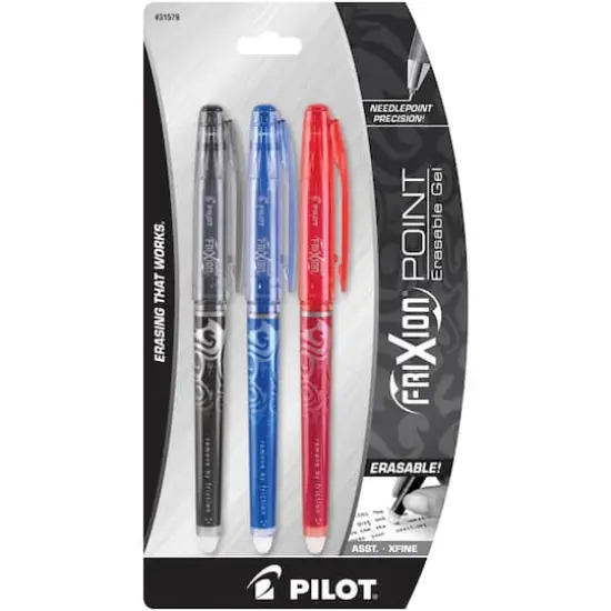 Pilot FriXion Black, Blue & Red Extra Fine Point Erasable Gel Pen Set {1}