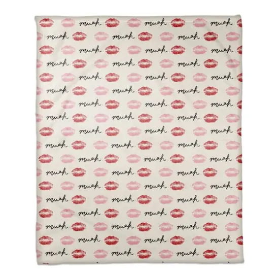 Pink & Red Lips Coral Fleece Blanket {1}