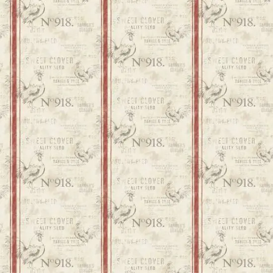 Susan Winget Farmhouse Rooster Feedsack Stripe Cotton Fabric {3}