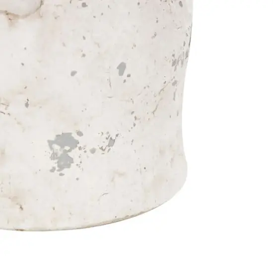 8.25" Cream Ceramic Antique Style Distressed Decorative Vase with Handles {6}