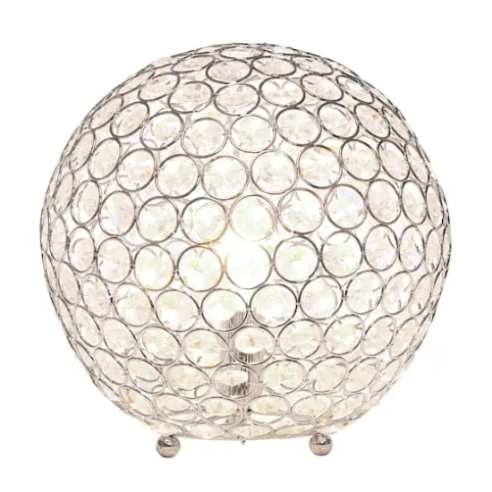 Lalia Home 10" Medium Metal Crystal Round Orb Table Lamp Chrome {3}
