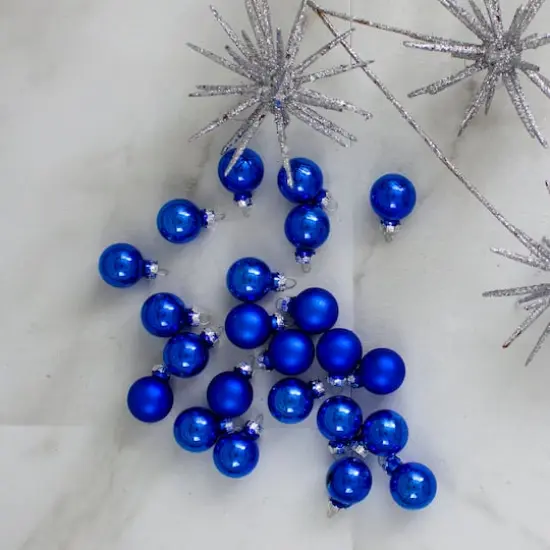 24ct. 1" Blue Glass Christmas Ball Ornaments {3}