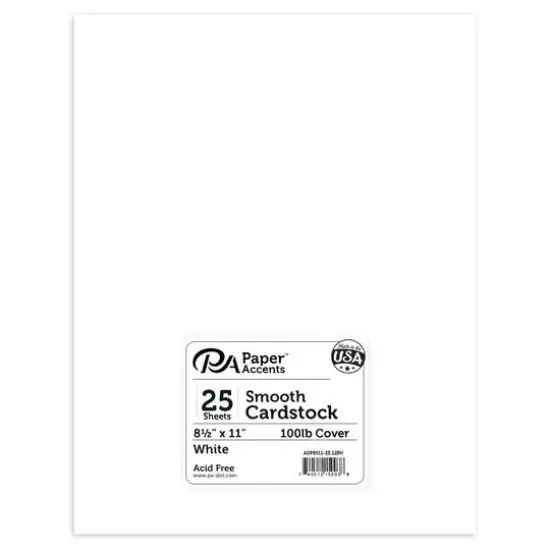 PA Paper&trade; Accents White 8.5" x 11" 100lb. Smooth Cardstock, 25 Sheets {1}