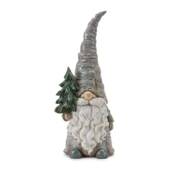 13.5" Pine Tree Trunk Gnome Statue Set {4}