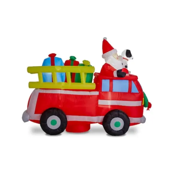 Glitzhome&reg; 7ft. Inflatable Santa in Truck With Lights {5}