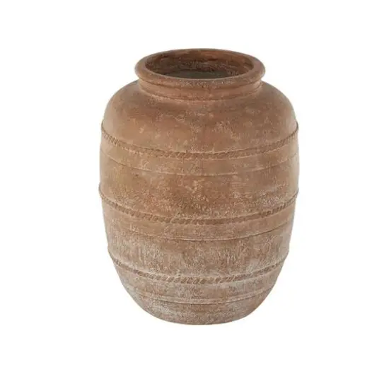 18" Brown Magnesium Oxide Mediterranean Inspired Vase {4}