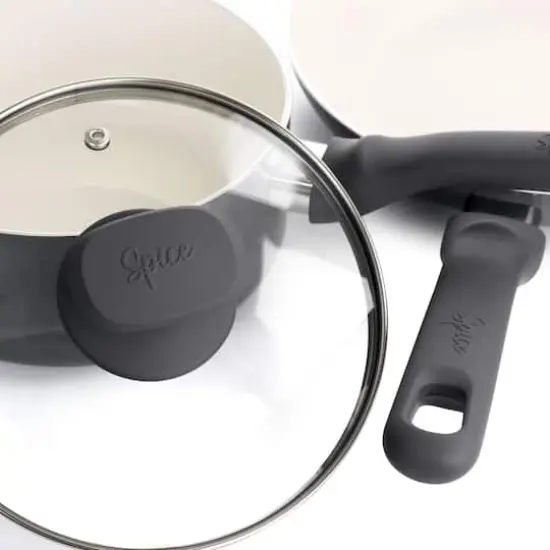 Spice by Tia Mowry Savory Saffron Gray 16 Piece Ceramic Nonstick Cookware Set {10}