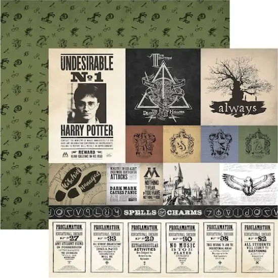 Paper House&reg; Harry Potter Parchment Tags Double-Sided 12" x 12" Cardstock, 15 Sheets {1}