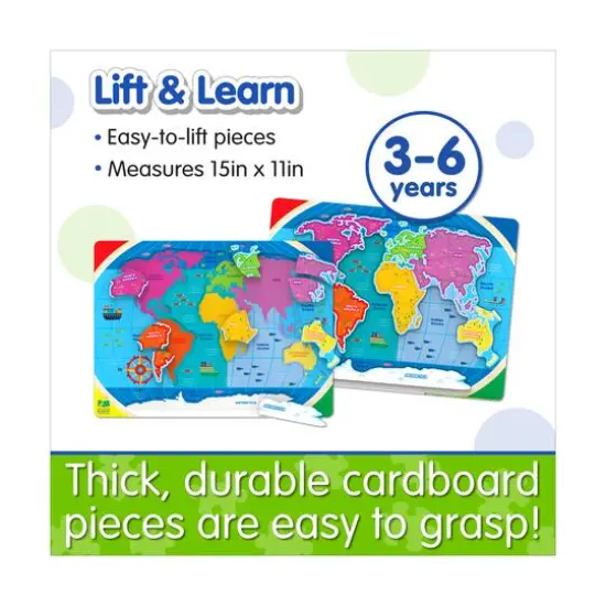 Lift & Learn Puzzle - Continents & Oceans: 22 Pcs {6}