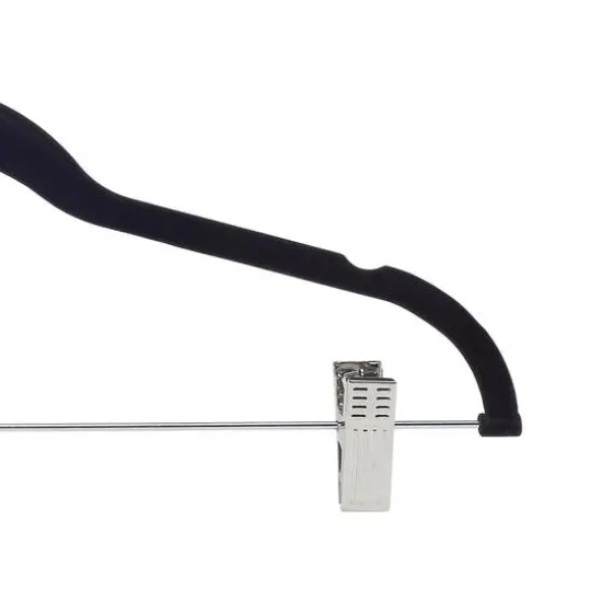 Simplify Slim Velvet Hangers with Clips, 6ct. Black {7}