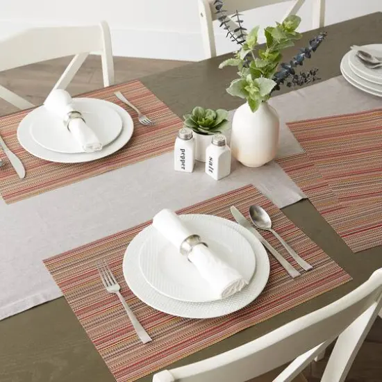 DII&reg; Tango Red Pvc Micro Stripe Placemat (Set of 6) {6}