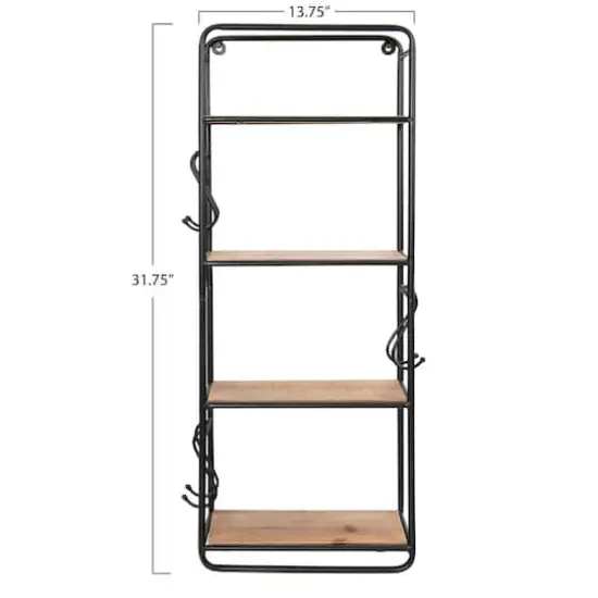 Hello Honey&reg; 32" Metal & Wood Shelf With Hooks {8}