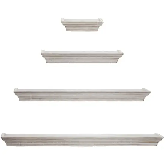White Floating Shelves with Crown Molding {6}