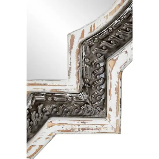 White Farmhouse Wood Wall Mirror, 30" x 30" {5}