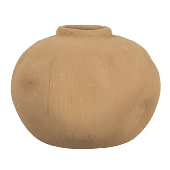 Hello Honey&reg; 5.5" Textured Taupe Pinched Organic Shape Terracotta Vase {6}