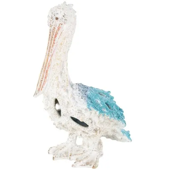 13.5" Textured Polystone Pelican Sculpture Blue {1}