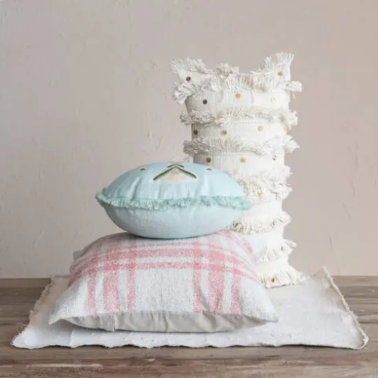 Hello Honey&reg; 24" x 12" Cream Hand-Embroidered Moroccan Wedding Blanket-Style Lumbar Pillow {3}