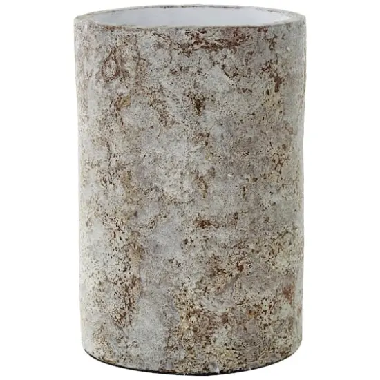 12" Brown Ceramic Wide Textured Vase {4}