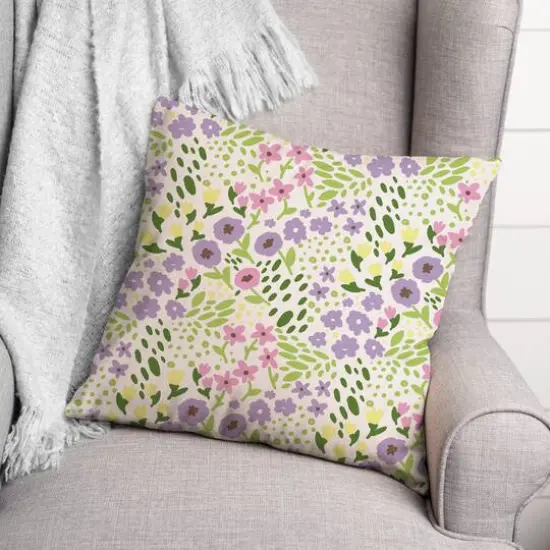 Whimsical Spring Floral 2 18" x 18" Indoor / Outdoor Pillow {4}