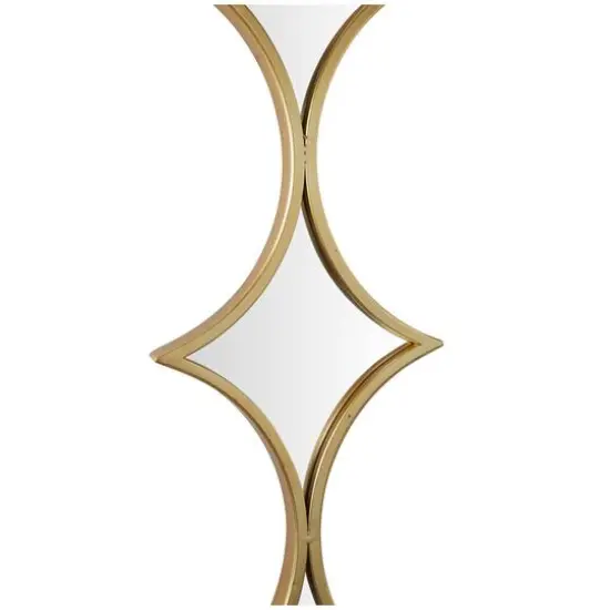 Gold Metal Slim Stacked Chain 5 Layer Wall Mirror with Diamond Pattern 10" x 1" x 59" {4}