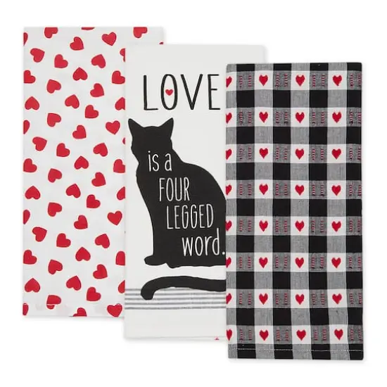Assorted Cat Love Dishtowel (Set of 3) {3}