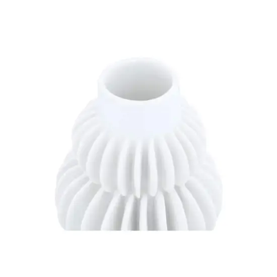 Hello Honey&reg; 5" Handmade Stoneware Vase With Half Circle Pleated Design {3}