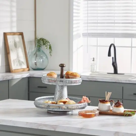 Silver Iron Farmhouse 2 Tier Tray Stand {7}