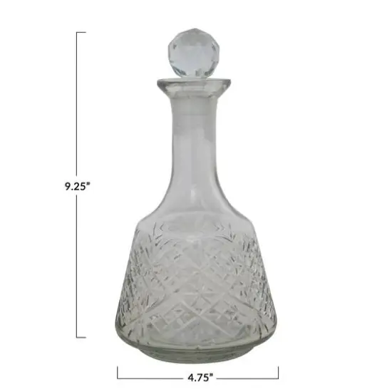 Hello Honey&reg; 9" Clear Etched Glass Decanter {3}