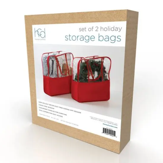 Honey Can Do 30" Red Clear-View Christmas Storage Bags with Handles, 2ct. {9}