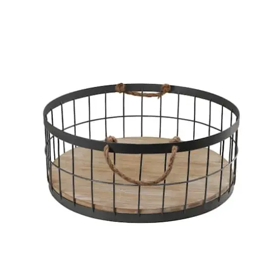 Wire Baskets with Wooden Base & Handles, 2ct. {4}