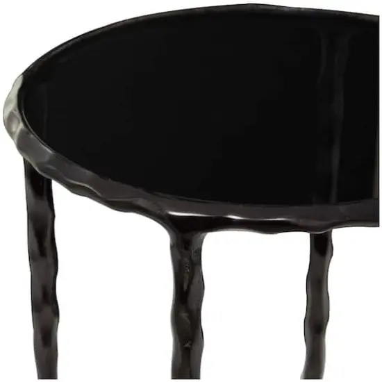 22" Aluminum Accent Table with Shaded Glass Top Black {4}