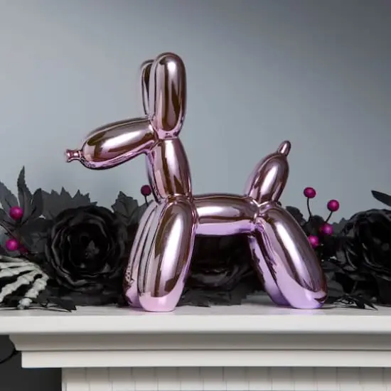 11" Electroplated Purple Balloon Dog Figurine {3}