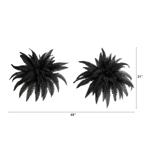 40in. Artificial Halloween Black Boston Fern - Set of 2 {3}