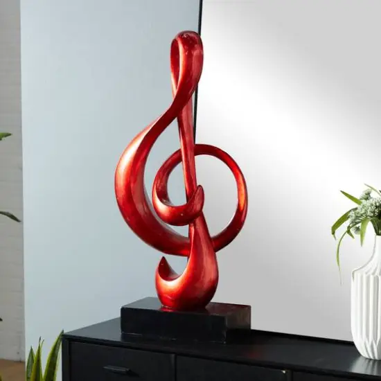 33" Red Polystone Contemporary Abstract Sculpture {13}