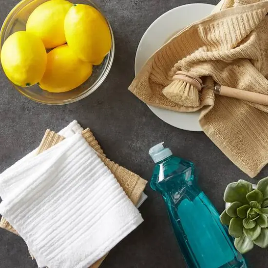 DII&reg; Ribbed Terry Dishcloths, 6ct. Pebble/White {7}