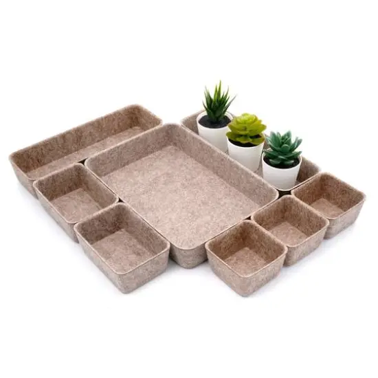 Welaxy Felt 8 Piece Drawer Organizer Tray Set Sandstone {7}
