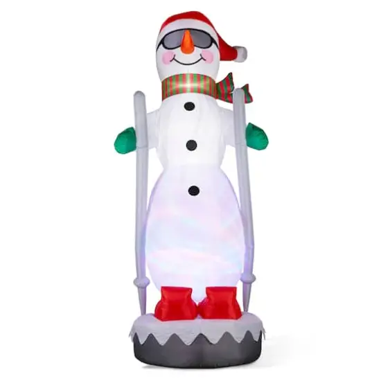 Glitzhome&reg; 20FT Giant Lighted Inflatable Disco Skiing Snowman {1}