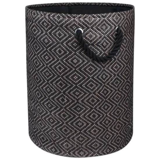 DII&reg; Large Round Diamond Basketweave Paper Bin Stone/Black {1}